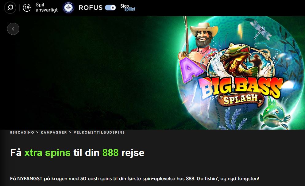 30 Xtra spins på Big Bass Splash